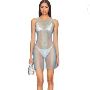Trendy Mesh Dress with Silver Highlights